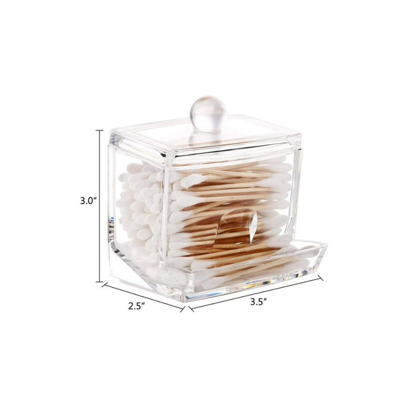 Acrylic Cotton Swab Organizer Box Transparent Cosmetic Storage