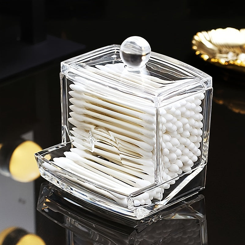 Acrylic Cotton Swab Organizer Box Transparent Cosmetic Storage