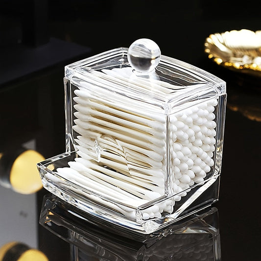 Acrylic Cotton Swab Organizer Box Transparent Cosmetic Storage